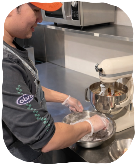 Cookie dough being mixed